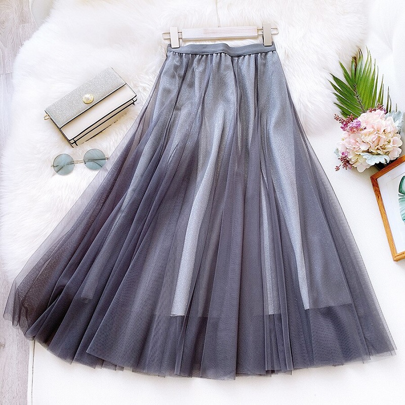 Bling Pleated Long Maxi Skirt - TD Mercado