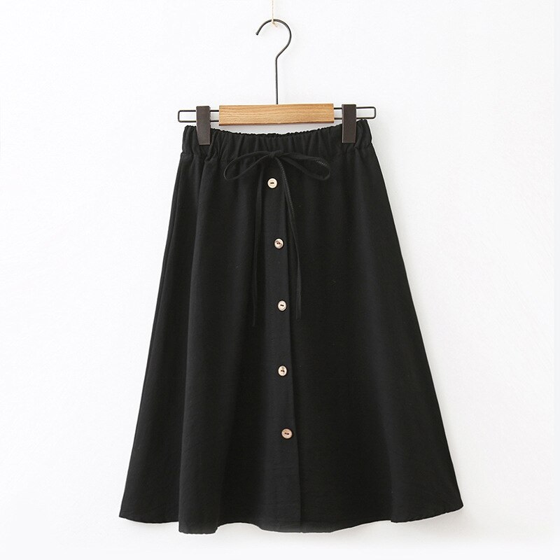 Casual Lace Up A Line Skirt With Button - TD Mercado
