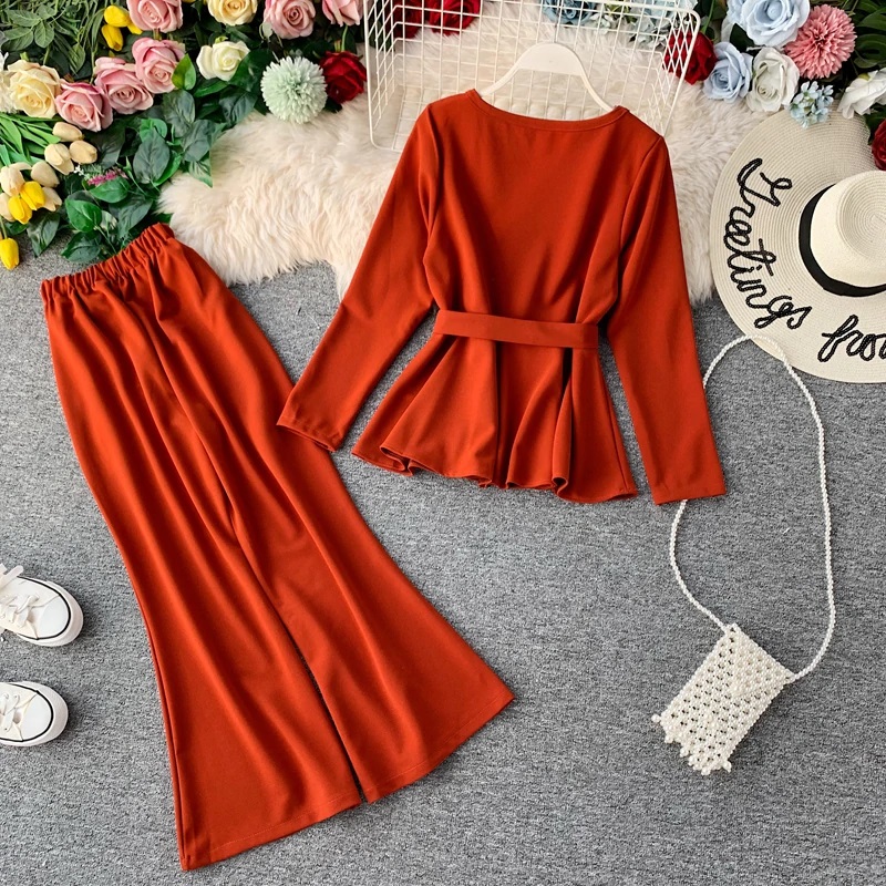 Fashion Sashes Outfit Flare Leg Pants - Image 7