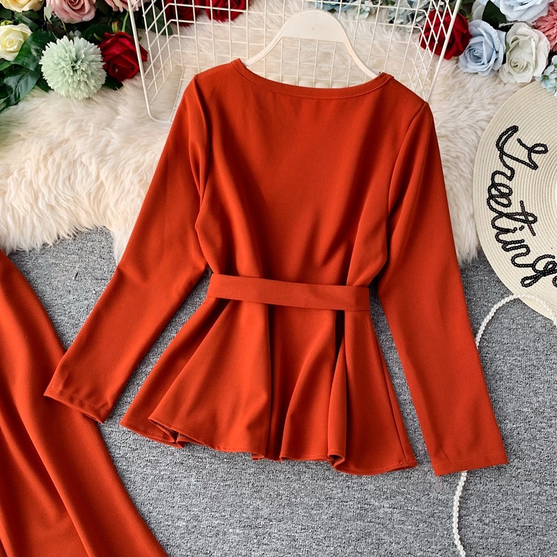 Fashion Sashes Outfit Flare Leg Pants - Image 8