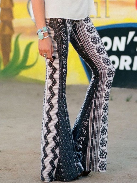 Pants Polyester Raised Waist Floral Print Trousers - Image 3