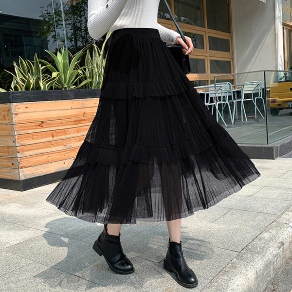 Vintage Long Mesh Layered Skirts - TD Mercado