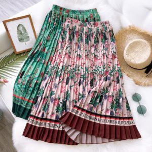 Vintage Printing Long Midi Skirt