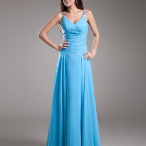 Chiffon Evening Dress V Neck Occasion Dress Spaghetti Strap Beading ...