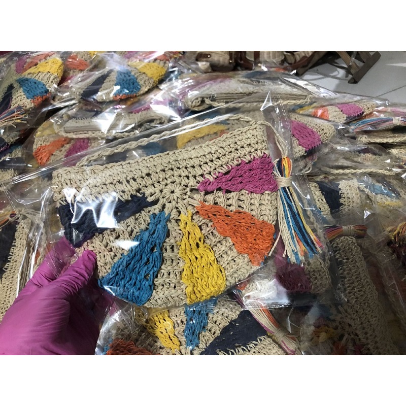 Fashion Crochet Colorful Straw Knit Beach Bags - Image 5