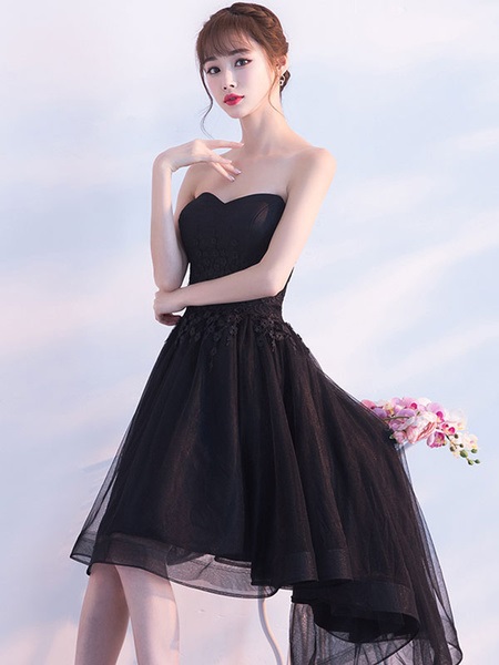Strapless A Line High Low Asymmetrical Prom Dresses With Poncho - Image 5