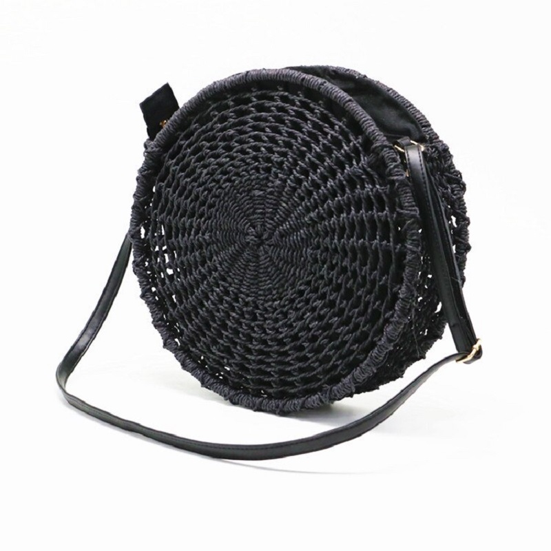 Round Handmade Straw Beach Cross Body Bag TD Mercado