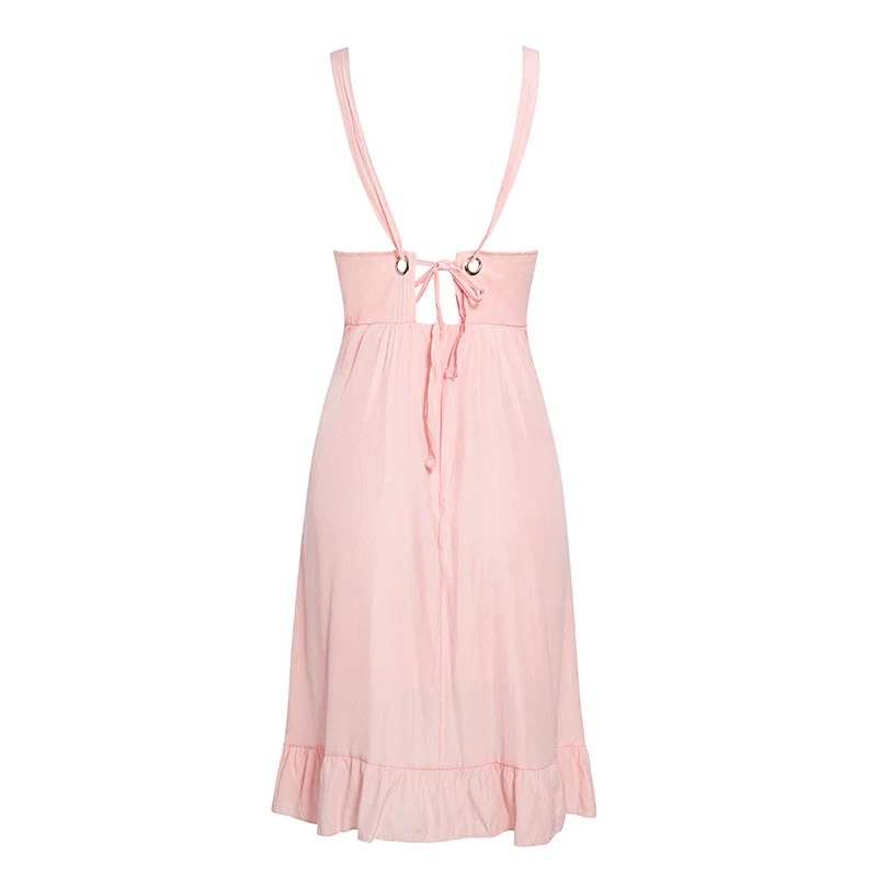 Spaghetti Strap Lace Up Bow Casual Party Dress - Image 10