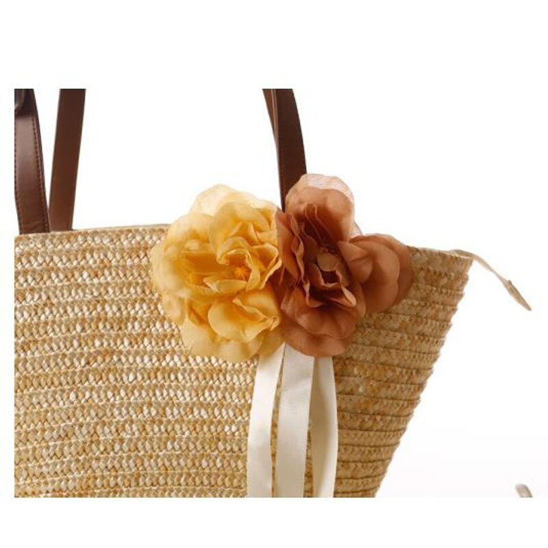 Two Beautiful Flowers Design High-Quality Beach Handbags - Image 6