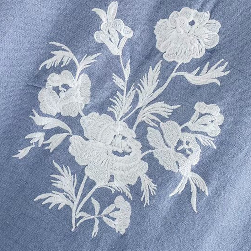 Vintage O Neck Embroidery Loose Mini Dress - Image 5