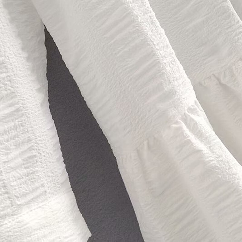 Casual Pleated O Neck Three Quarter Sleeve Mini Dresses - Image 5