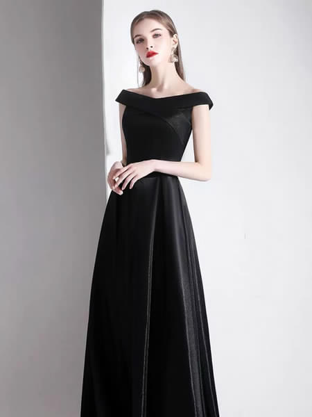 Evening A Line Bateau Neck Floor Length Formal Party Dresses - Image 3