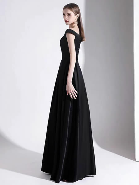 Evening A Line Bateau Neck Floor Length Formal Party Dresses - Image 6