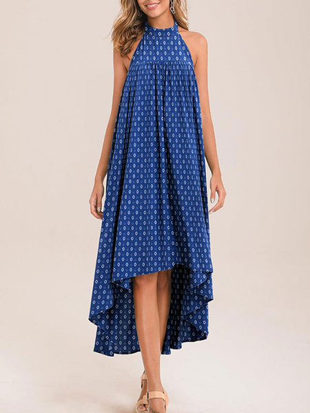 High Low Floral Sleeveless Backless Boho Beach Dress - Image 7