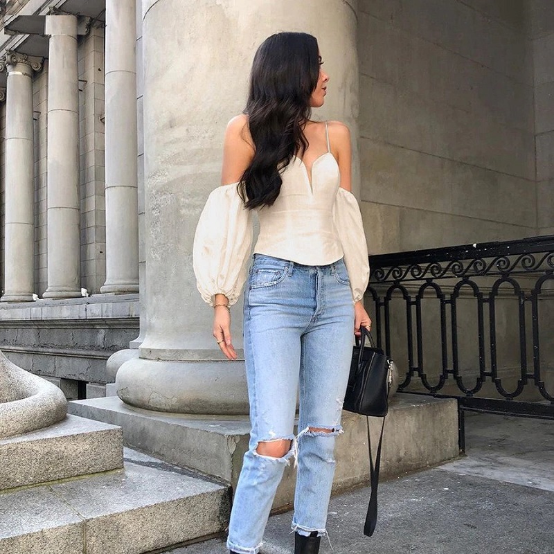 High quality solid color sexy Spaghetti Strap bodycon soft crop top - Image 5