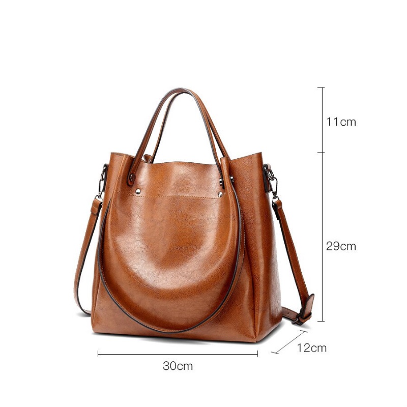 Leather Totes Fashion and Simple Style Large Capacity Crossbody Bag - Image 2