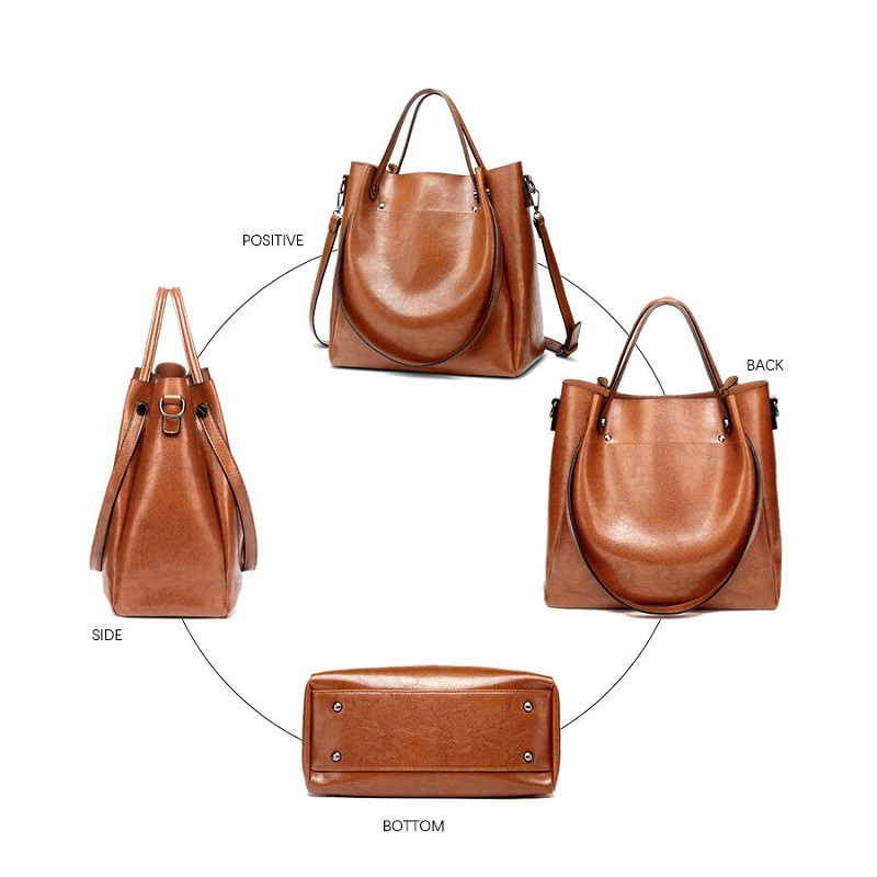 Leather Totes Fashion and Simple Style Large Capacity Crossbody Bag - Image 4