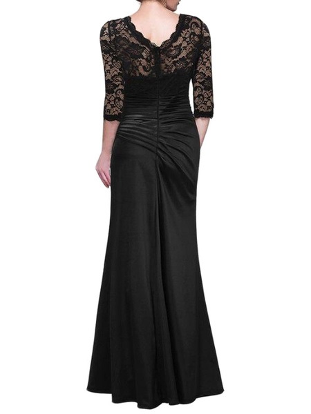 Maxi Dresses Half Sleeves Jewel Neck Polyester Floor Length Dress - Image 5