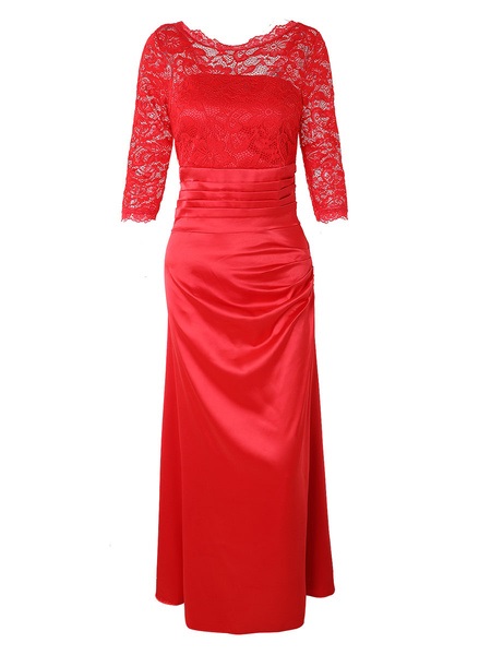 Maxi Dresses Half Sleeves Jewel Neck Polyester Floor Length Dress - Image 8