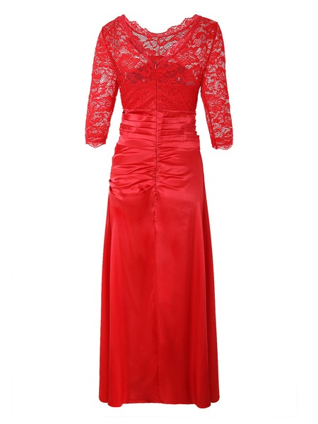 Maxi Dresses Half Sleeves Jewel Neck Polyester Floor Length Dress - Image 9