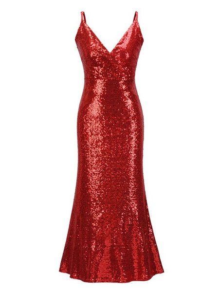 Maxi Dresses Sleeveless V Neck Sequins Polyester Floor Length Dress - Image 2