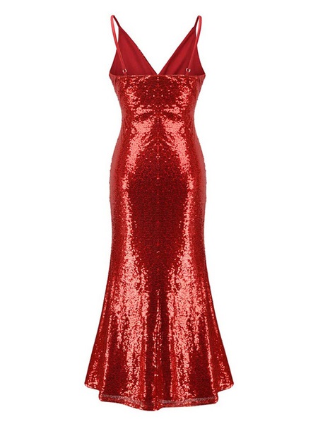 Maxi Dresses Sleeveless V Neck Sequins Polyester Floor Length Dress - Image 4