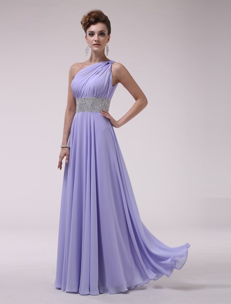 One-Shoulder Bridesmaid Dress With Beaded – TD Mercado