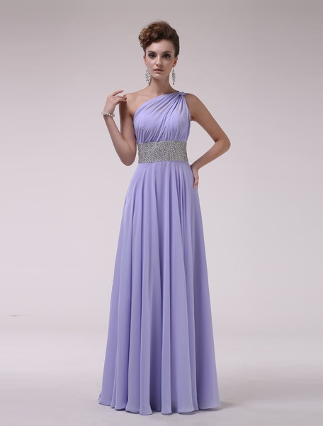 One-Shoulder Bridesmaid Dress With Beaded – TD Mercado