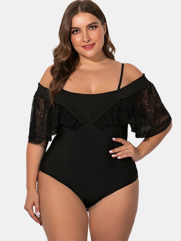 Plus Size Lace Sling Deep Necklines Swimwear - Image 3
