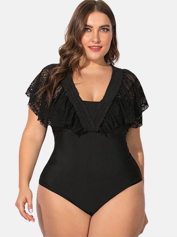 Plus Size Lace Sling Deep Necklines Swimwear - Image 5