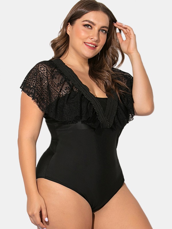 Plus Size Lace Sling Deep Necklines Swimwear - Image 6