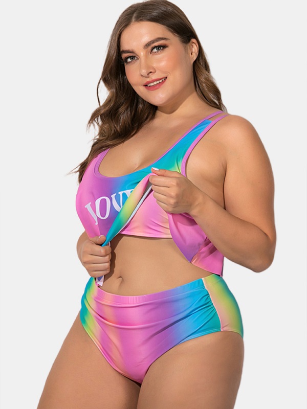 Print Adjustable Straps Stretchy Tankinis - Image 2