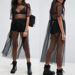 Sexy Bikini Cover-Up See-Through Midi Dress