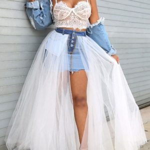Sexy Layered Raised Waist Long Skirt