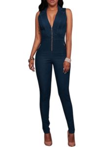 Sleeveless Zipper Denim Jumpsuit - TD Mercado