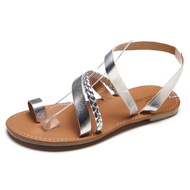 Strappy Metallic Sandals - Gold Chain - Image 5