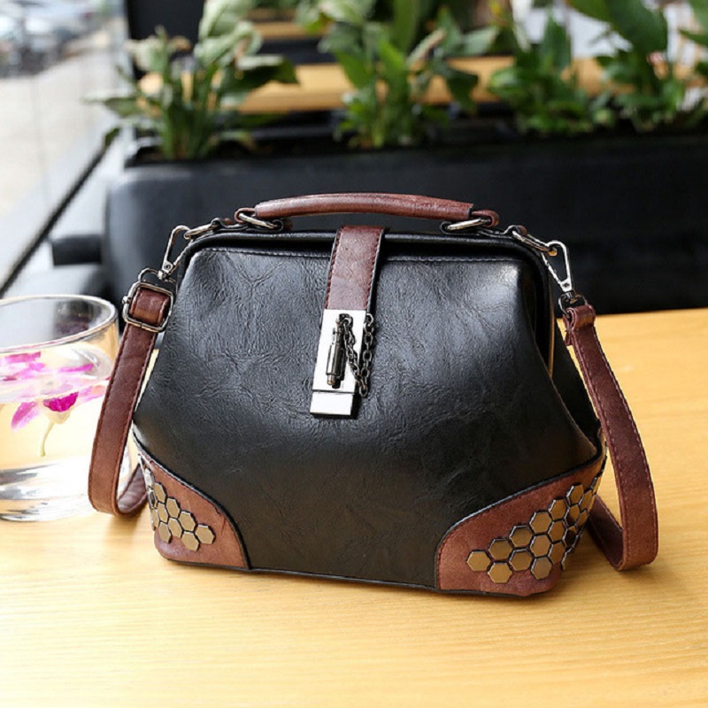 Vintage Leather Rivet Small Crossbody Bag - TD Mercado