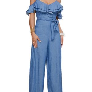 Wide Leg Ruffles Cotton One Piece Outfit