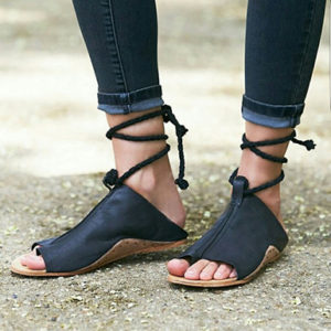 Wrap Around Sandal - Long Ankle Strap Open Wrapped Big Toe - TD Mercado