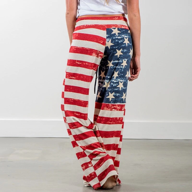 Causal American Flag Print Wide Leg Pants - TD Mercado