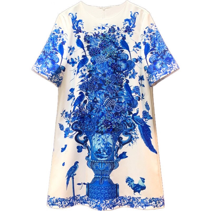 Runway luxury Beaded Vintage Loose Mini Dress - Image 6