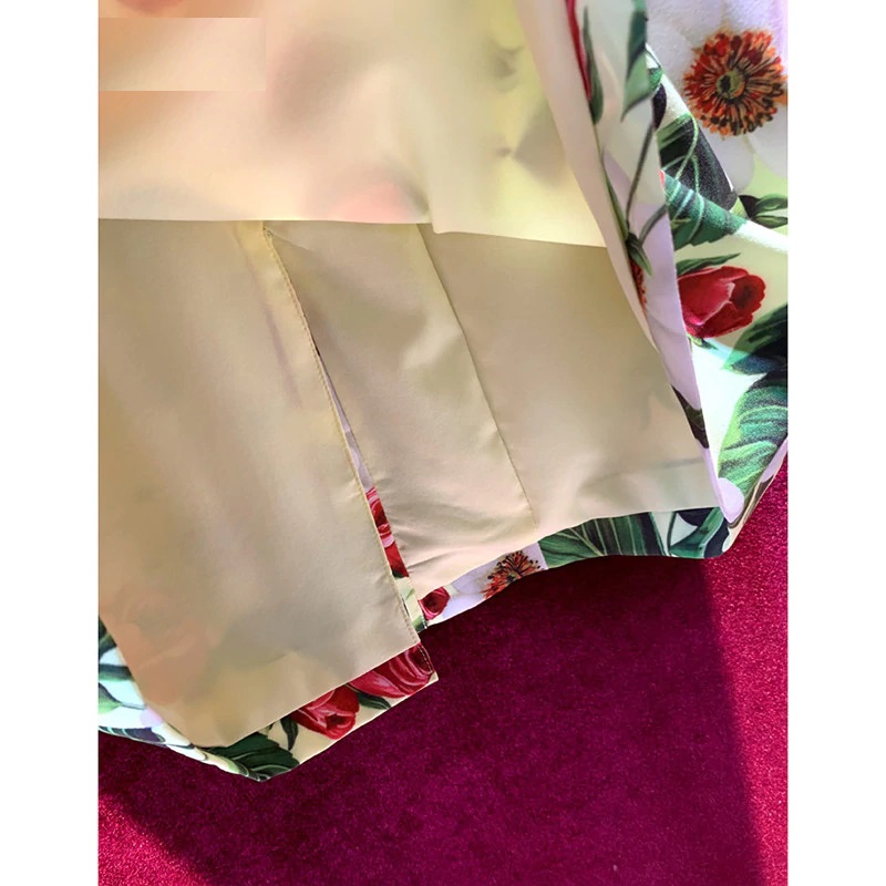 Elegant Square Collar Flower Print Runway Mini Dress - Image 5