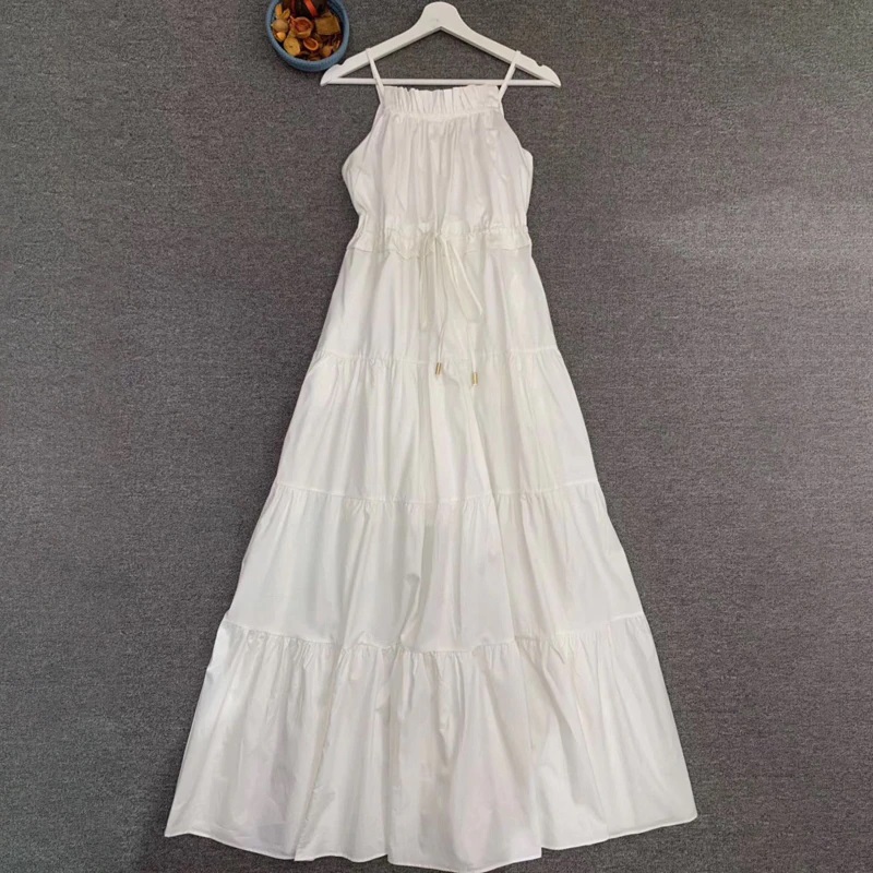 High Street Spaghetti Strap Ruched Belted Long Dress