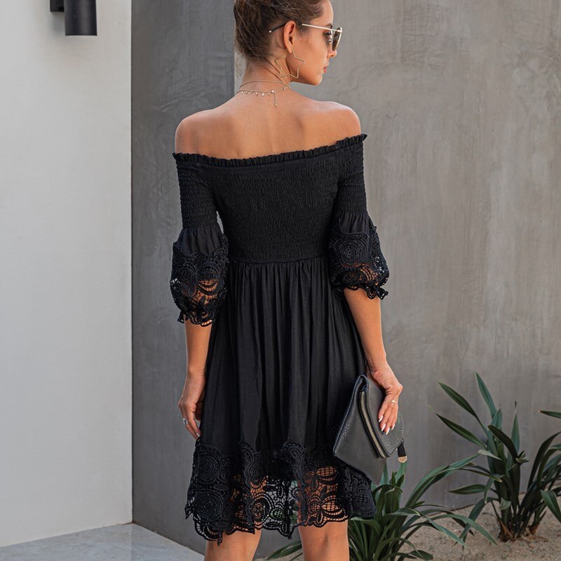 Casual Lace Streetwear Off Shoulder Nightclub Party Mini Dress - Image 3
