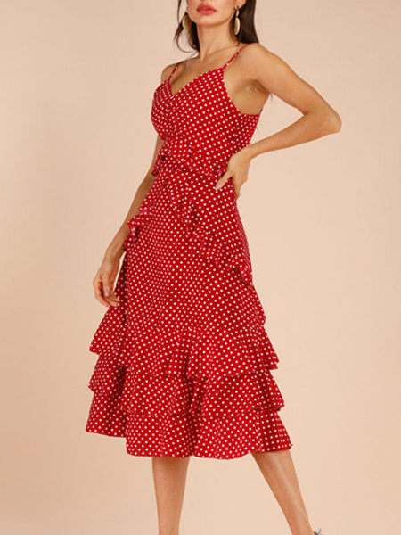 Ruffles Polka Dot Chiffon Beach Dress - Image 3