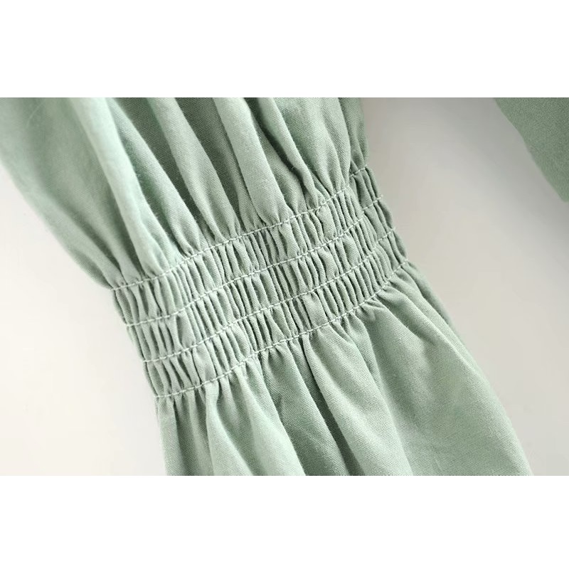 Square Collar Cotton Loose Crop Top Blouses - Image 5