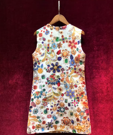 Vintage Gorgeous Crystal Beading Runway Mini Dress - Image 5