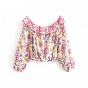 Off Shoulder Floral Printed Bohemian Blouse