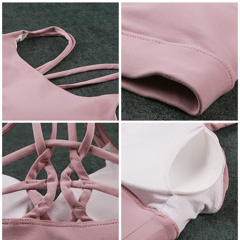 Back Crisscross Padded Gym Workout Bra Crop Top - Image 6