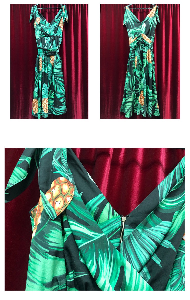 Banana leaf Pineapple Print Sexy Maxi Dresses - TD Mercado